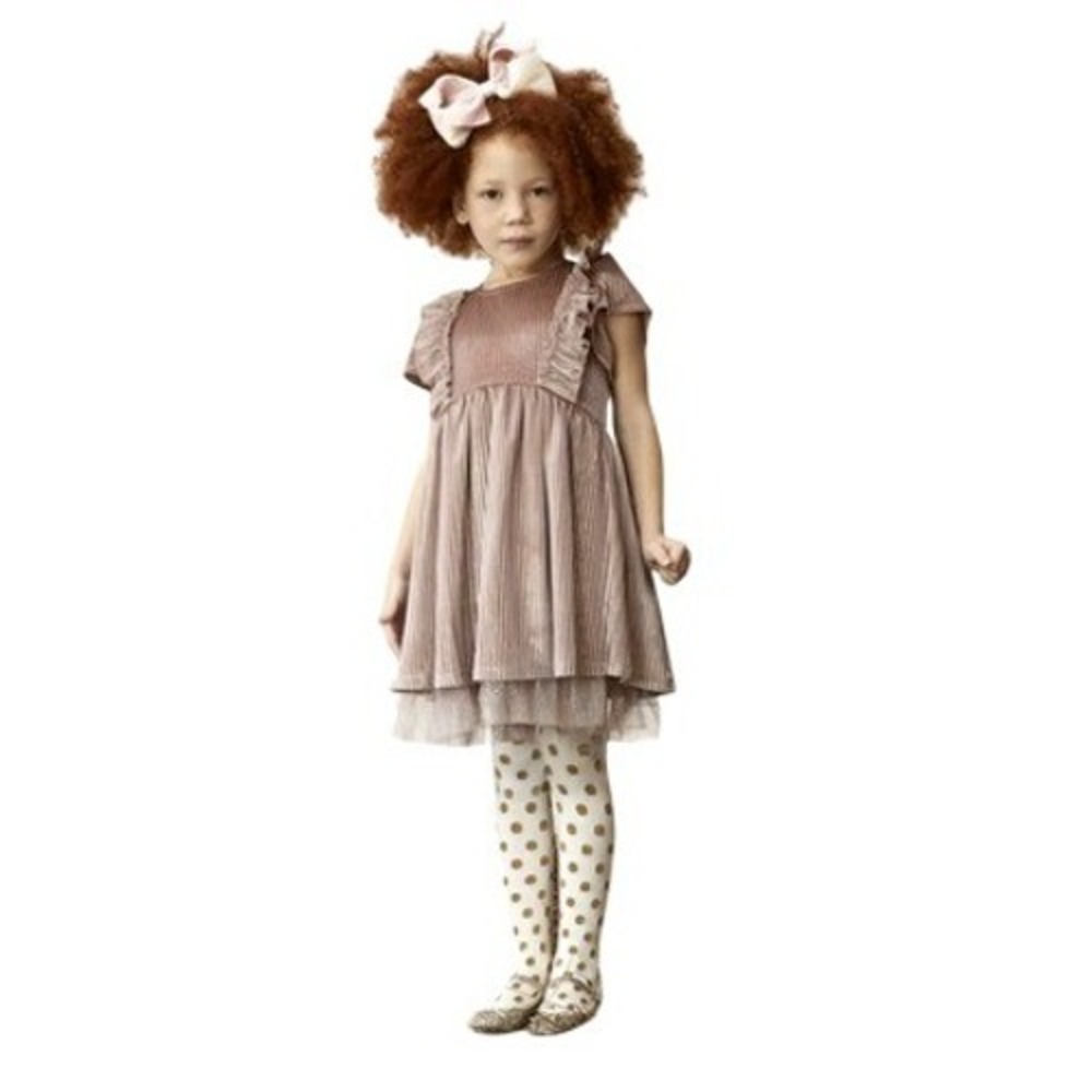 Matilda Jane Girls Dusty Rose Ribbed Velvet Kori Ruffle Tulle Dress Size 10